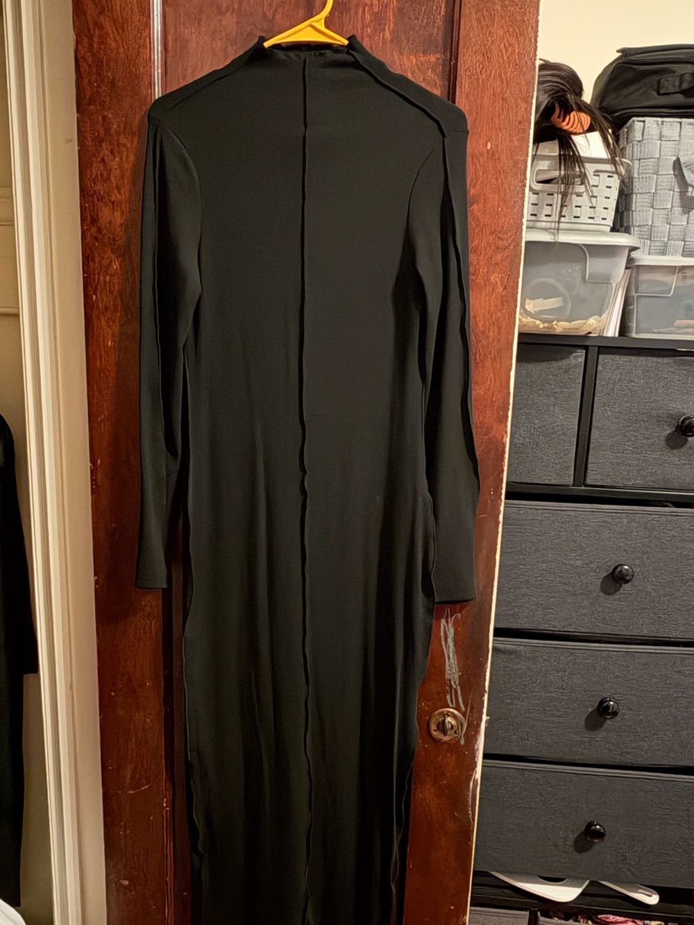 Black Long Sleeve Midi Dress
